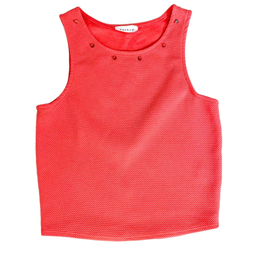Poetry Orange Textured Knit Studded Crop Top, EUC, Size Small